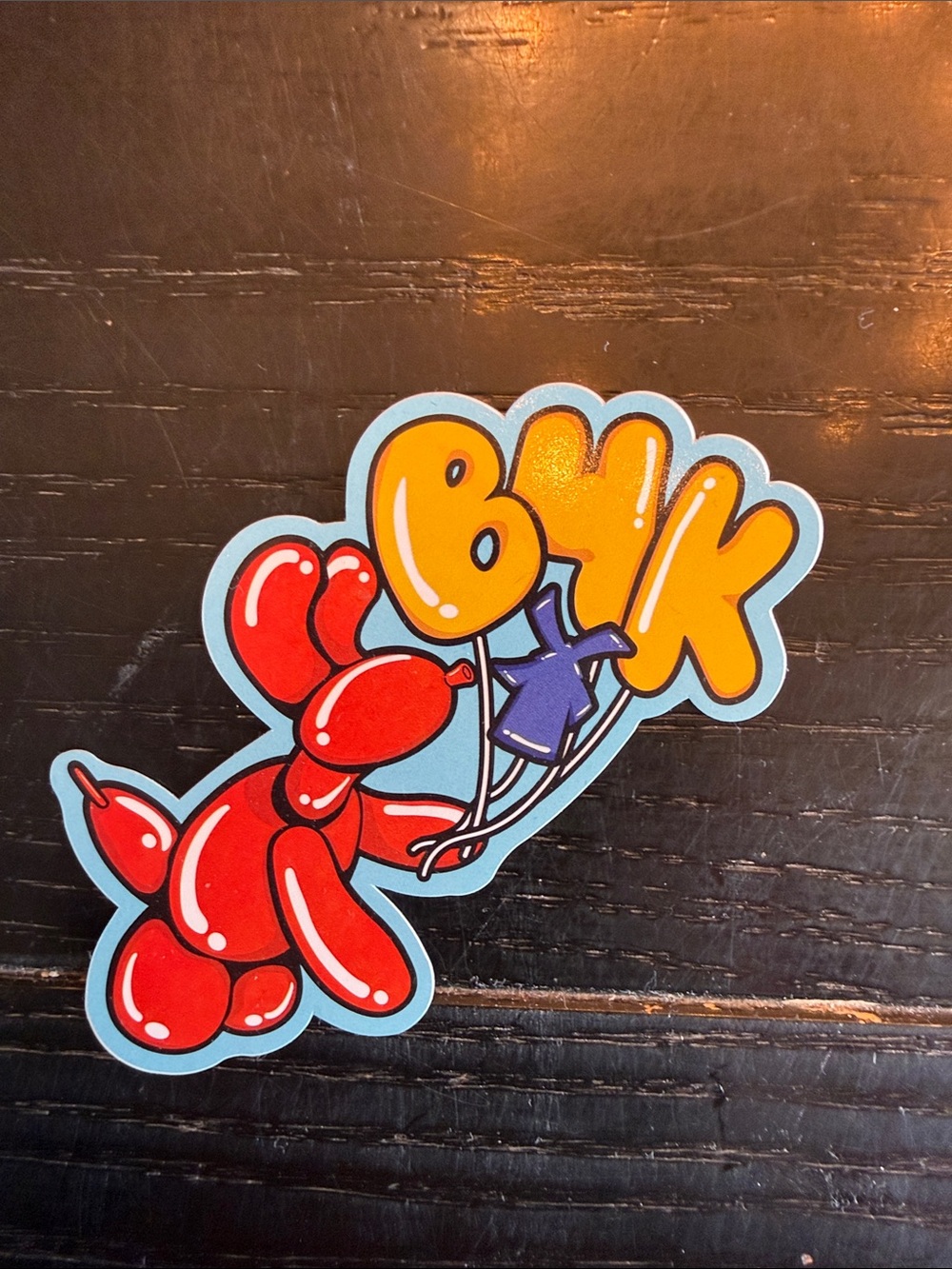 Dutch Bros Balloon Dog Sticker - Red, Yellow, Blue